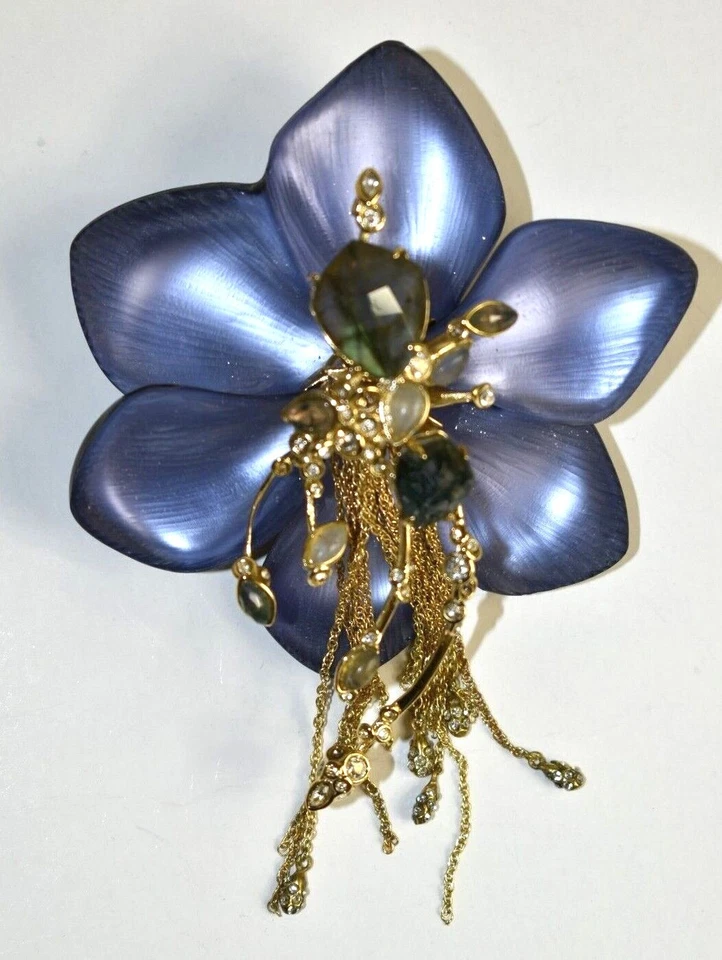 $925 Nuevo en CAJA Broche Flor Alexis Bittar Lucite Cristal Púrpura Dorado Foto 2 de 4