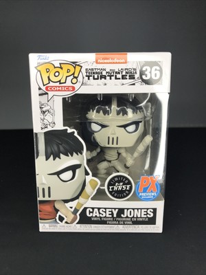 Funko Pop Casey Jones Chase Black & White #36 TMNT Ninja Turtles + Protector