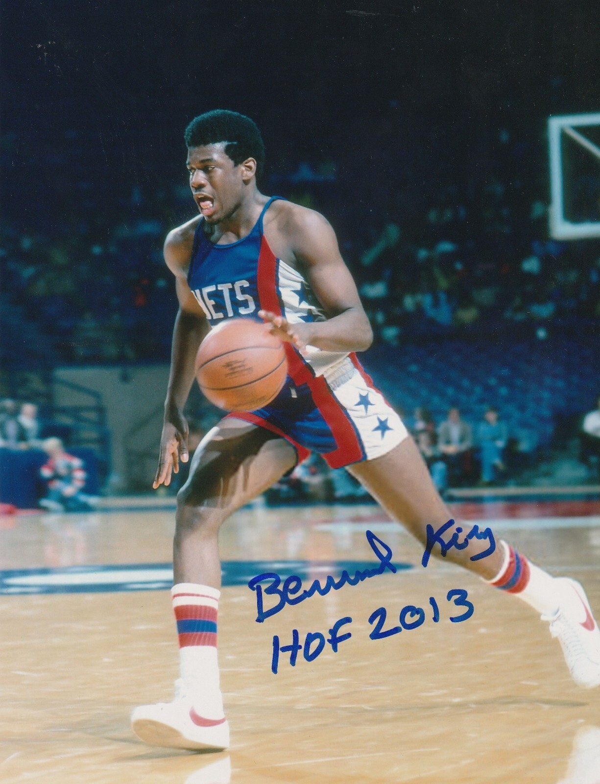 BERNARD KING NEW JERSEY NETS HOF 2013 ACTION SIGNED 8x10 