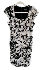 Adrianna Papell Cap-Sleeve Tiered, Layered Sheath Dress. Square neckline. 10