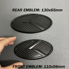 2X Carbon Fiber Black Front Hood Trunk Emblem K Badge For RIO FORTE RIO OPTIMA