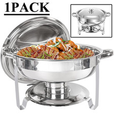 5L/5.28QT Round Chafing Dish Stainless Steel Chafer Buffet Catering Warmer Set