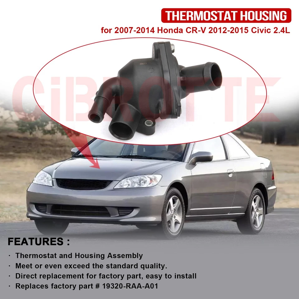 Carcasa termostato refrigerante motor para Honda CR-V 2012-2015 Civic 2007-2014 2,4 L Foto 2 de 4