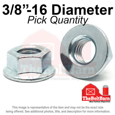 3/8''-16 Grade 5 Smooth Hex Flange Nuts Coarse Thread Zinc (Pick Qty)