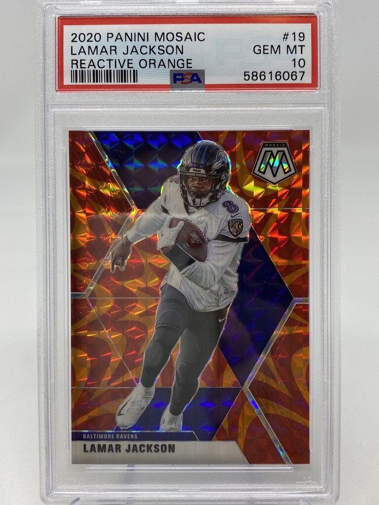 2020 Panini Mosaic Lamar Jackson Reactive Orange - PSA 10 view 9