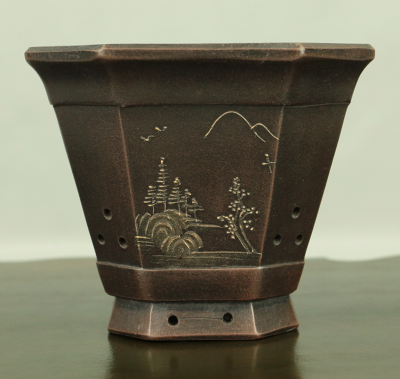 Purple Clay Sansui Landscape Design Rectangle Chinese Bonsai pot