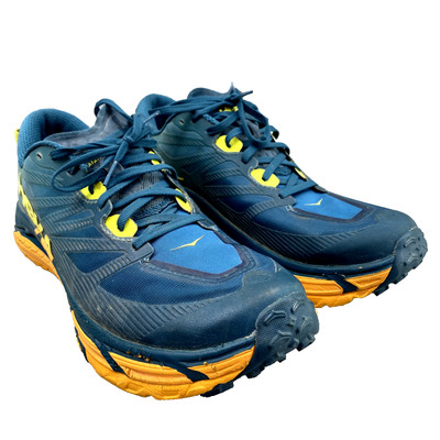 Hoka One One Mafate Speed 3 Running Shoe Mens 12D Blue Orange Sneaker Sportswear