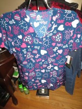 Women's GT Performance Navy V Neck W Cancer Awareness Symbols Size S NWT