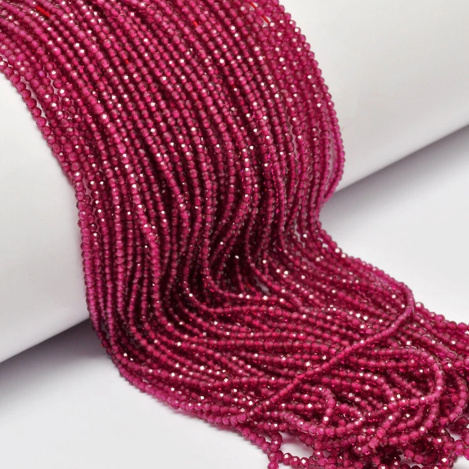 2mm Red Hydro Ruby Round Faceted Gemstone Beads Strand 13" inch - Image 2 of 4