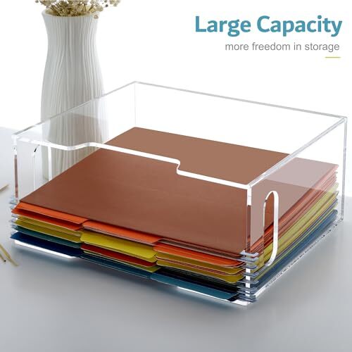 Acrylic File Folder Organizer, Hanging File Organizer Box, File Holder