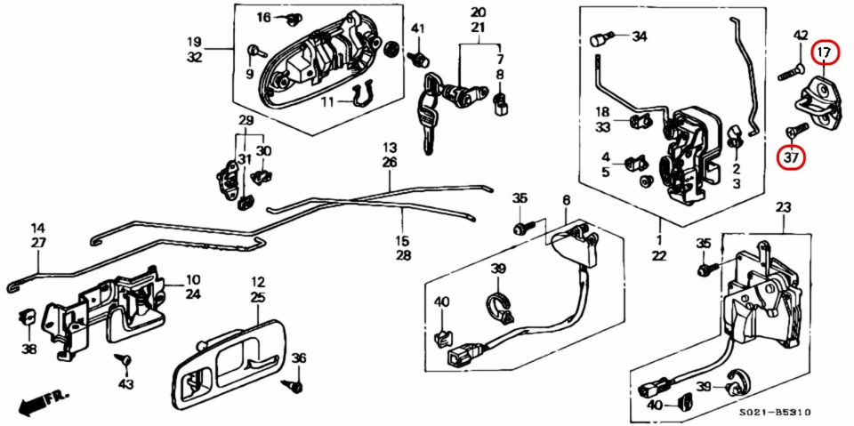 HONDA INTEGRA DC2 TYPE-R GENUINO Golpes de puerta delantera con pernos OEM JDM Foto 3 de 4