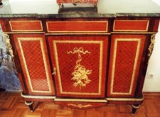 ARMOIRE COMMODE BUFFET MARBRE MARKETERIE MEUBLE OR ancien 18 19 ?