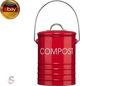 Premier Housewares 0510018 Komposteimer mit Tragegriff Ø14 x H22 cm, Rot