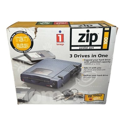 Iomega ZIP DRIVE 100 Parallel Port Drive 10012 3 Drives in 1 New Open Box