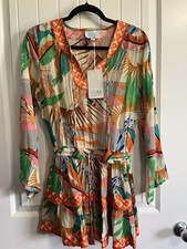 Taj By Sabrina Crippa Dress Farm Rio Vibes Small Resort Boho Vacation Birds NWT