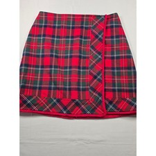 Vineyard Vines Womens Red Plaid Faux Wrap Mini Skirt Holiday Festive Size 2