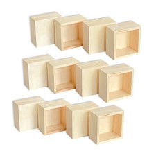 12-Pack Square Wood Box Unfinished Small Wooden Boxes for Crafts Outer 3.7X ...