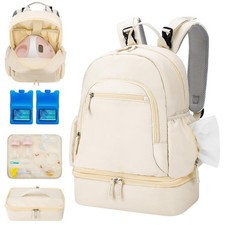 Beige Breast Pump Backpack for Spectra S1 S2 with Removable Cooler Pumping