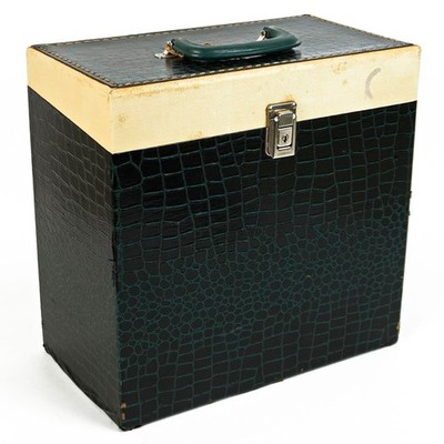 Vintage 1950's Alligator & Cream 12  Vinyl Record LP Carrying Case Box -E