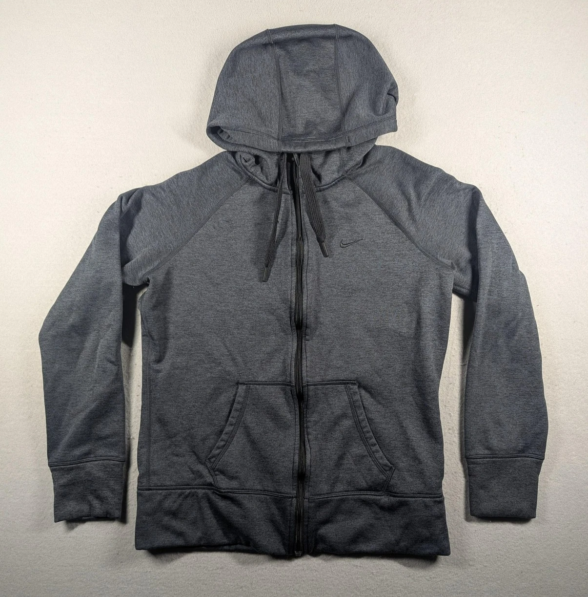 Nike Therma-FIT Hoodie Mens Large Gray Full Zip Fleece Sweatshirt Thumbholes
