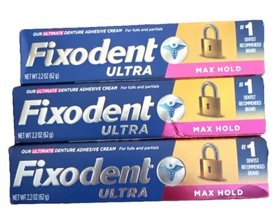 Fixodent Ultra Max Hold Prothesenkleber, 2,2 Unze - 3 PACKUNGEN MENGE
