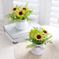 16CM 2PCs Artificial Sunflower Potted Plant for Home Office Desk Decor