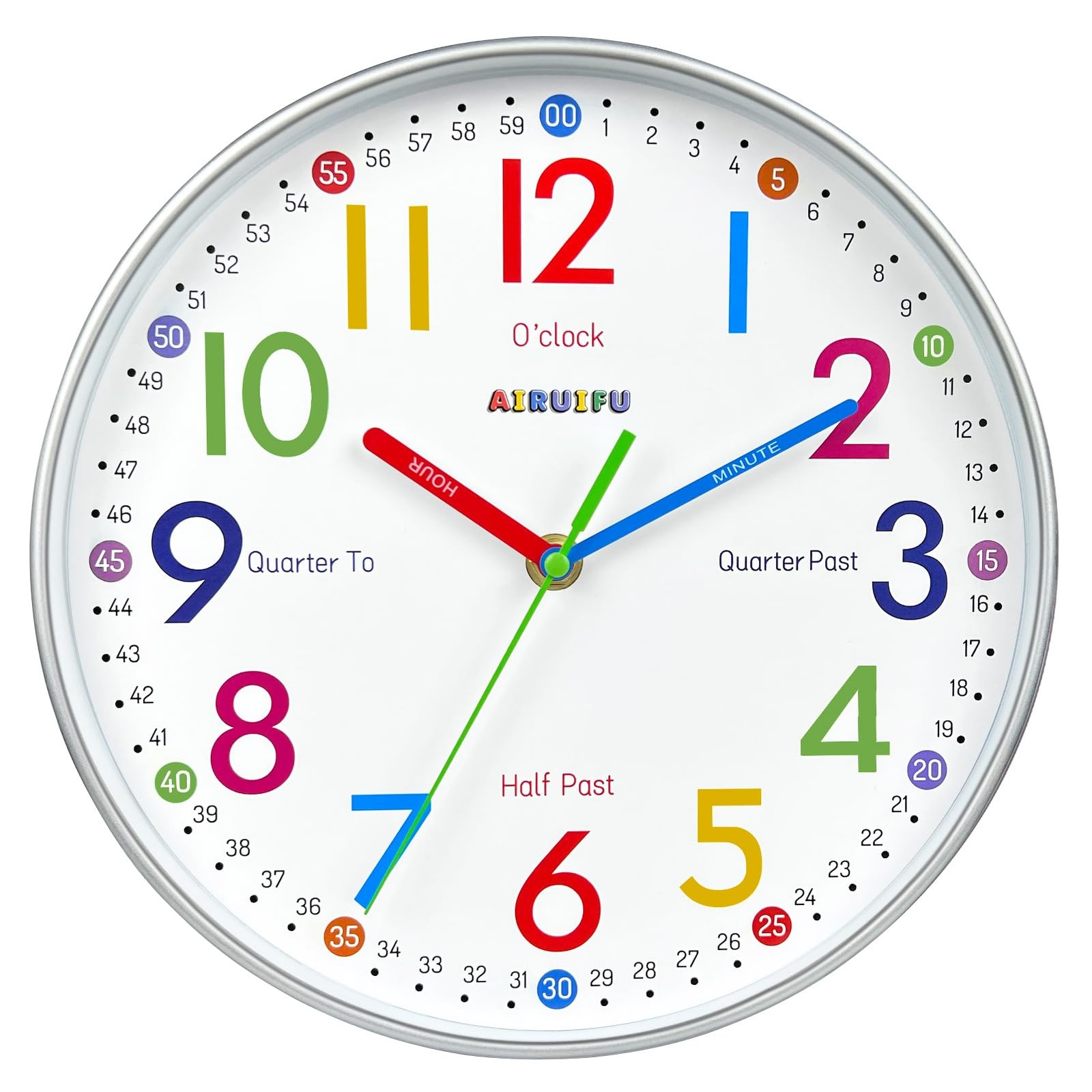 Telling Time Teaching Clock - Learning Clock for Kids - Kids Wall Clocks for ...