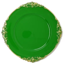 allgala 13" Round Charger Plates Set of 6 Floral Green Table Decor