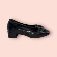 TORY BURCH Luxury Croc Leather Georgia 25mm Medallion Logo Pumps Size 10M
