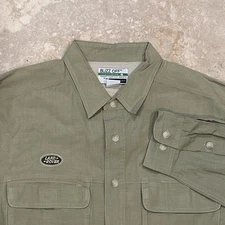 Exofficio Buzz Off Insect Shield Men XL Aloe Green Land Rover Long Sleeve Button