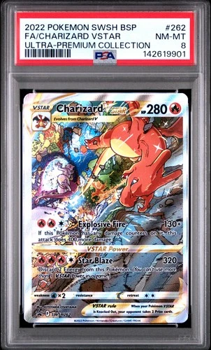 2022 POKEMON SWSH BLACK STAR PROMO #262 FULL ART/CHARIZARD VSTAR PSA 8