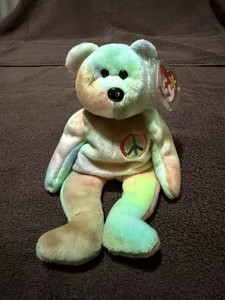 Ty Peace ✌️ The Bear Beanie Baby Multi-Color Adorable And Fun For Everyone 
