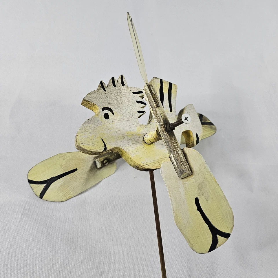 Vintage Folk Art Wood Whirligig Flying 10" Woodstock From Snoopy Animated READ⬇ - Image 2 of 4