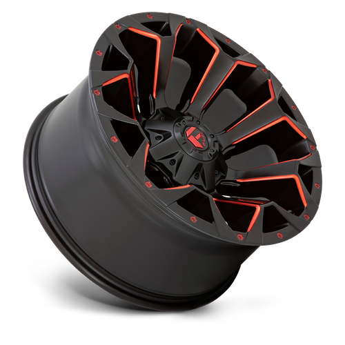 17x9 Fuel D787 ASSAULT Black Red Milled Wheels 5x4.5/5x5 (1mm) Set of 4 - Picture 2 of 7