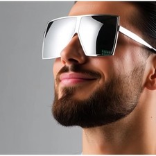 Men Sunglasse Square Flat Top Big Frame UV400 Sun Glasses Oversized Hip Hop 2026