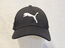 Puma Stretch Fitted Ball Cap Hat Black w/ White Puma Embroidered Logo Size S/M