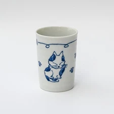 Japanese Cat Cup — Nemuri Neko — Mino Ware — Made in Japan — 6 oz
