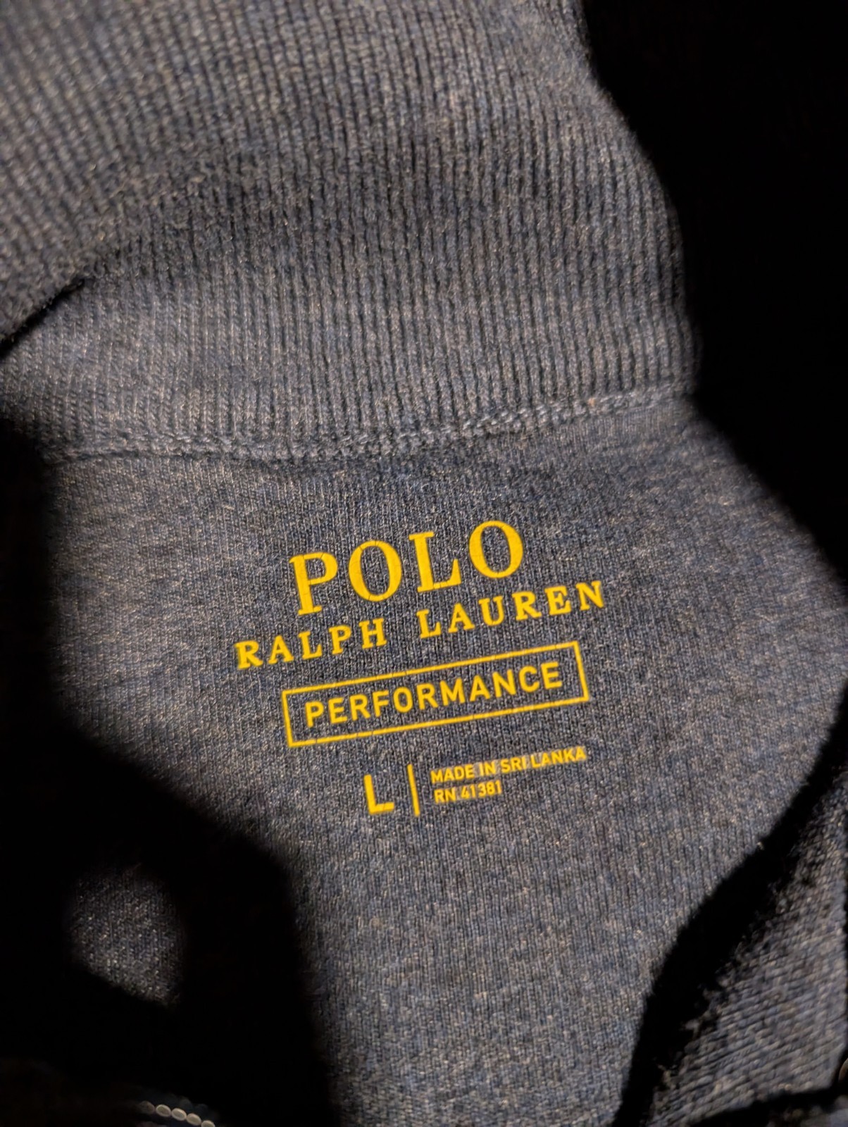 Giacca maglione uomo grande grigio full zip Ralph Lauren polo performance piccolo pony