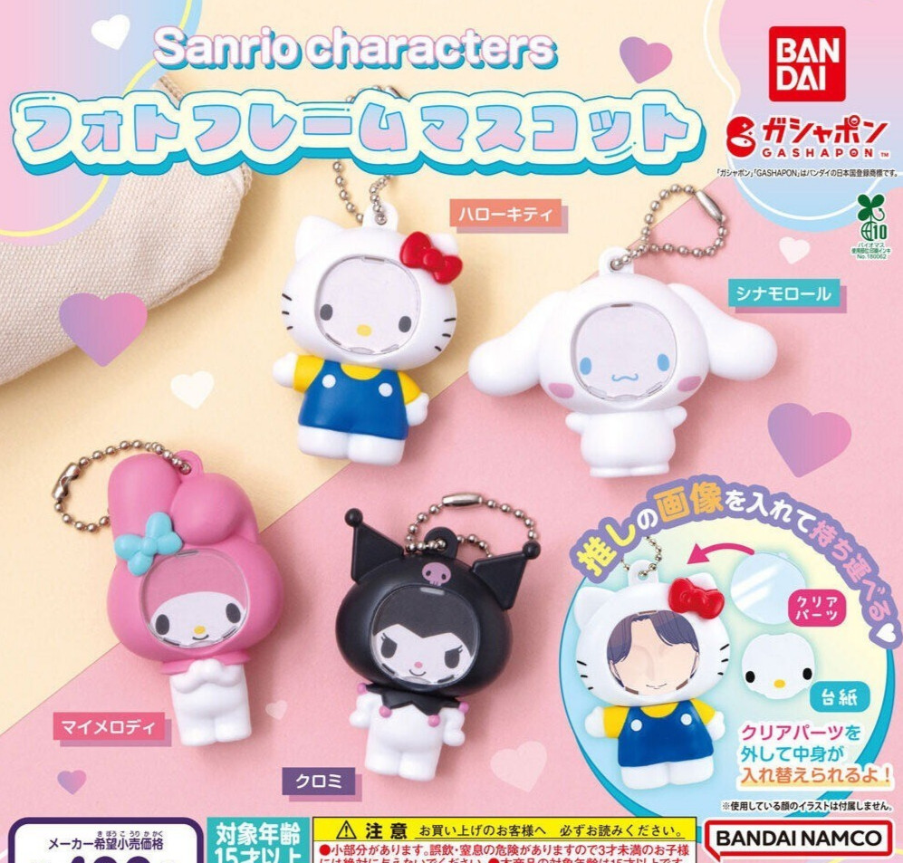 Set of 4 Sanrio Characters Photo Frame Figure Mascot Complete 2025 Bandai Japan