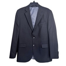 Blazer 100 Wool Classic Fit 40R Dark Gray Stafford Jacket Gingham Lined Men's
