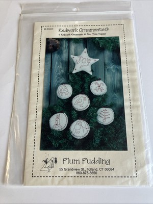 Plum Pudding PLP2009 Redwork Ornaments & Star Tree-Topper Sewing Patterns 2000