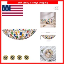 Elegant 9.8" Colorful Crystal Salad & Fruit Bowl - Unique Handcrafted Design