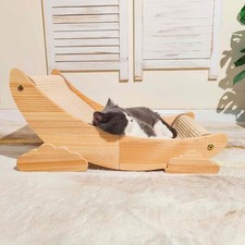 Sisal Cat Scratcher Bed Scratch Chair Aesthetic Cat Lounger Natural Wood Scra...