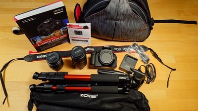 Canon EOS 600D DSLR Set   2 Objektive IS, Stativ, Tasche, Zubehör   TOP Zustand