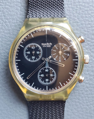 Vintage 1995 Swatch SCK101 LAVAGNA Watch | Black Swatch Chrono Rare Mint