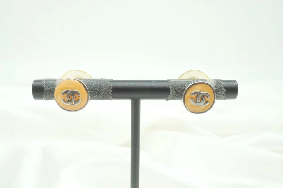 CHANEL 00T Coco Marke Rund Ohrringe Beige 4398j - Bild 3 von 4