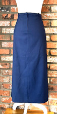 SUNDAY BEST NEW Women's Navy Blue Mid Length Straight Skirt Lined Back Slit 10