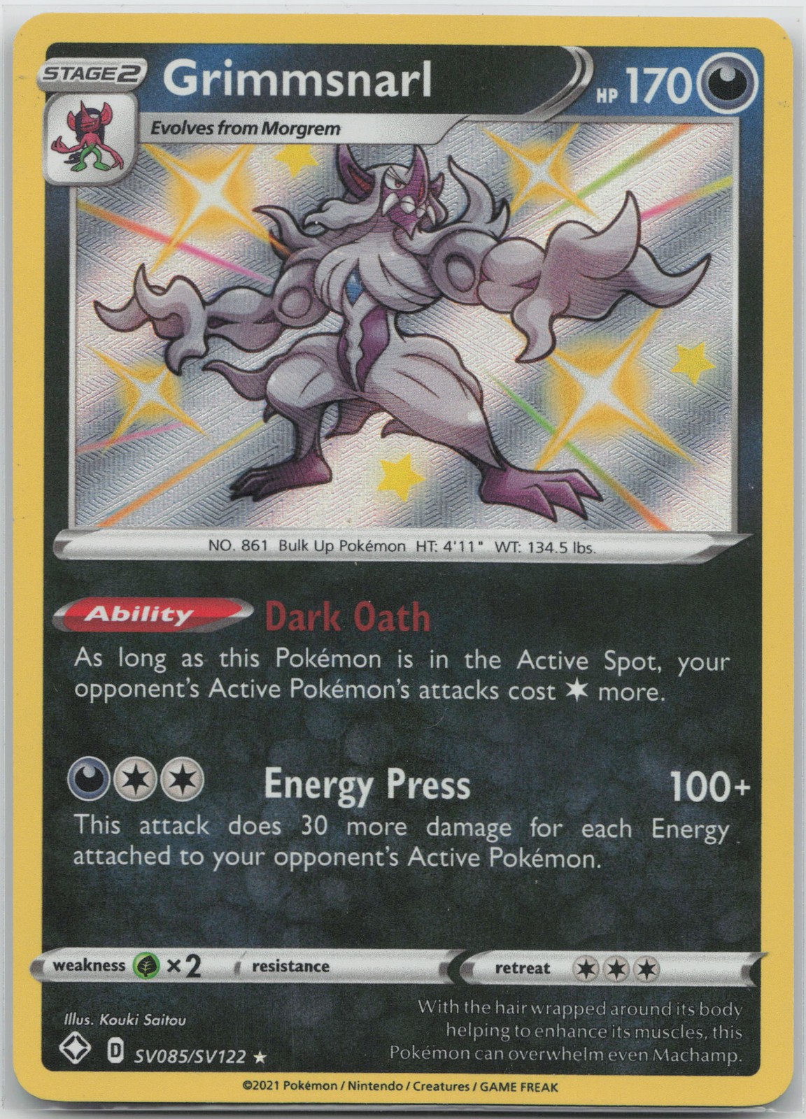 Grimmsnarl Shiny Holo Rare Shining Fates: Shiny Vault SV085/SV122 NM