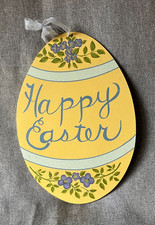 HAPPY EASTER EGG Door SIGN Wall Art Hanger Hanging Plaque Seasonal Spring Decor