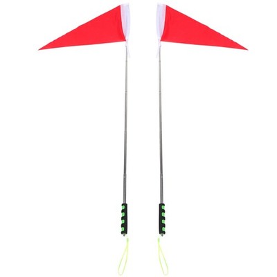 2 Pcs Red Handheld Flags on Telescopic Poles for Tour Guide and Outdoor Use